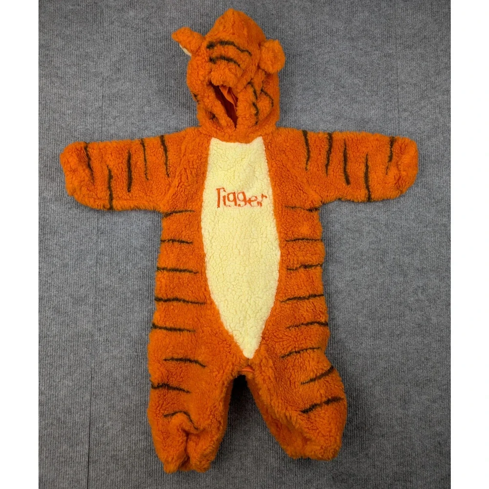 Vintage Disney Store Tigger Costume Baby 6-12M Halloween 90s Hooded Jumpsuit